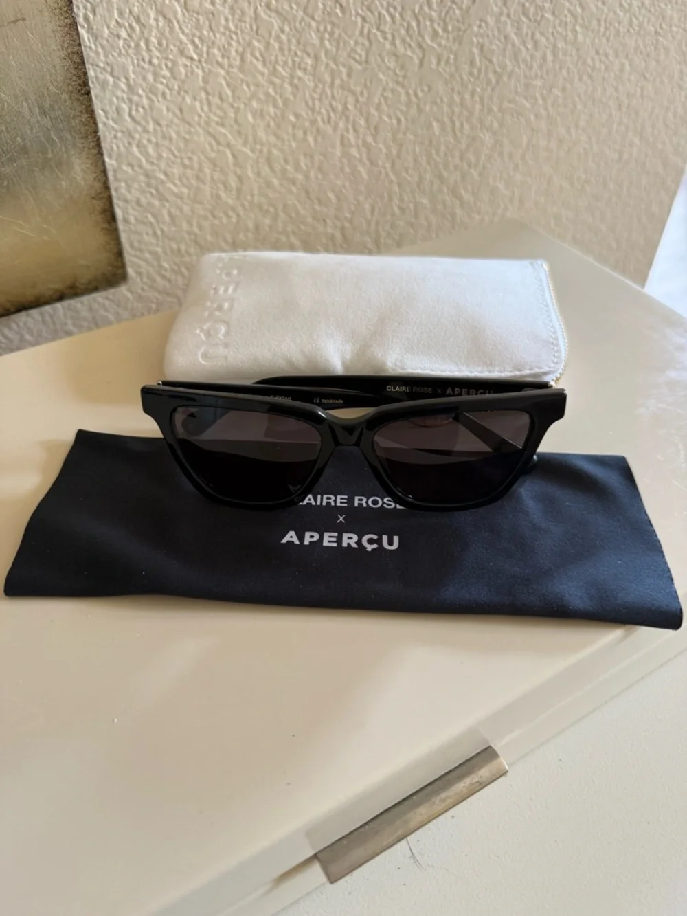 Claire Rose and Apercu Women's Black Cat-Eye Sunglasses in Black - Picture 2 of 6